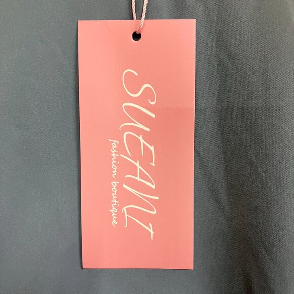 SUEANI Women's S Gray Tie Front Top Summer V-Neck Long Sleeve Twist Knot T-Shirt - Picture 7 of 12